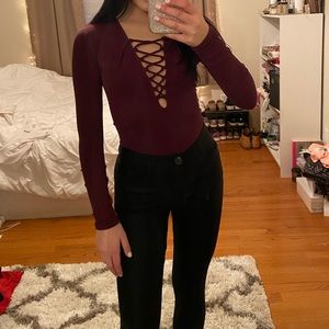 Free People lace up shirt